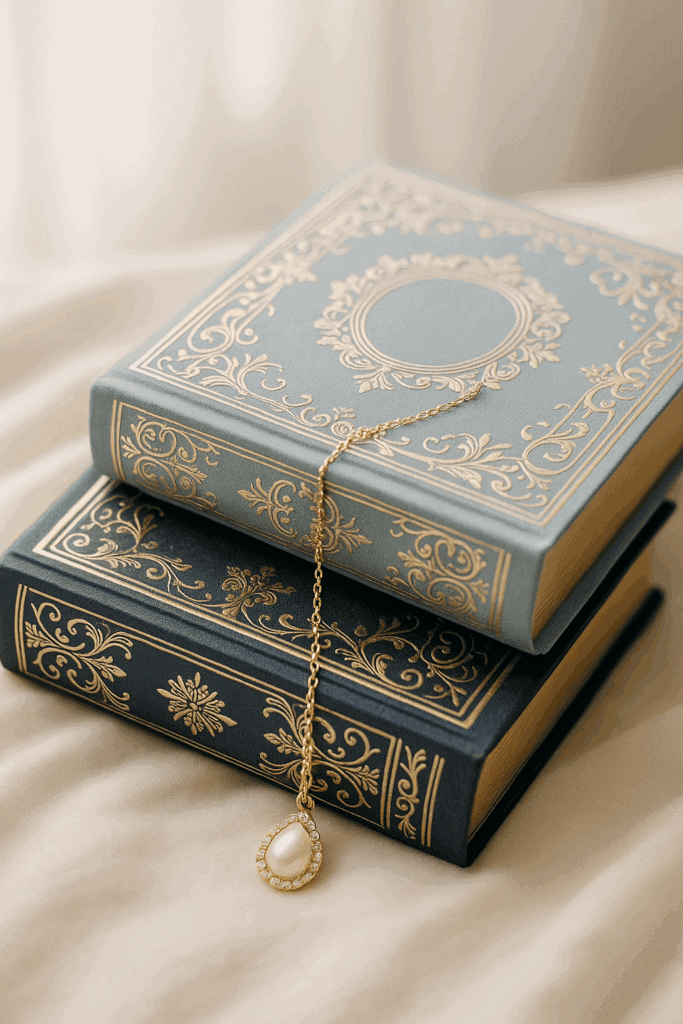 zwei Schmuckausgaben mit goldenen Akzenten und edlem Lesezeichen
